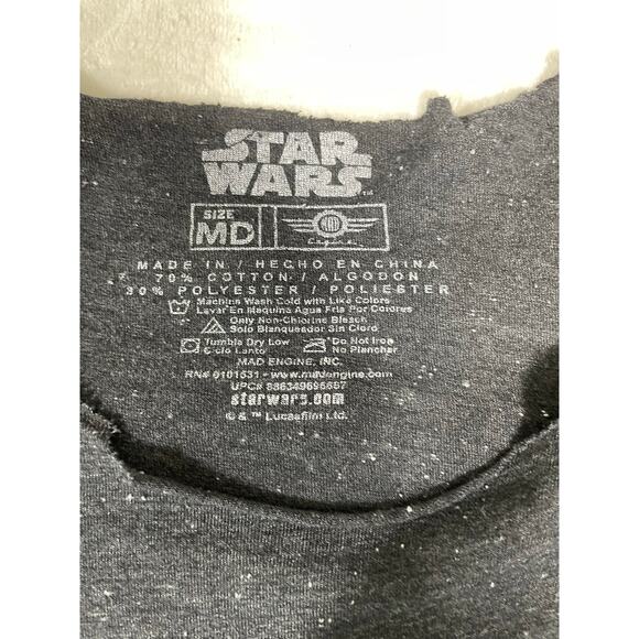 Star Wars Logo Black Speckled Distressed Tee Size M - Picture 6 of 6